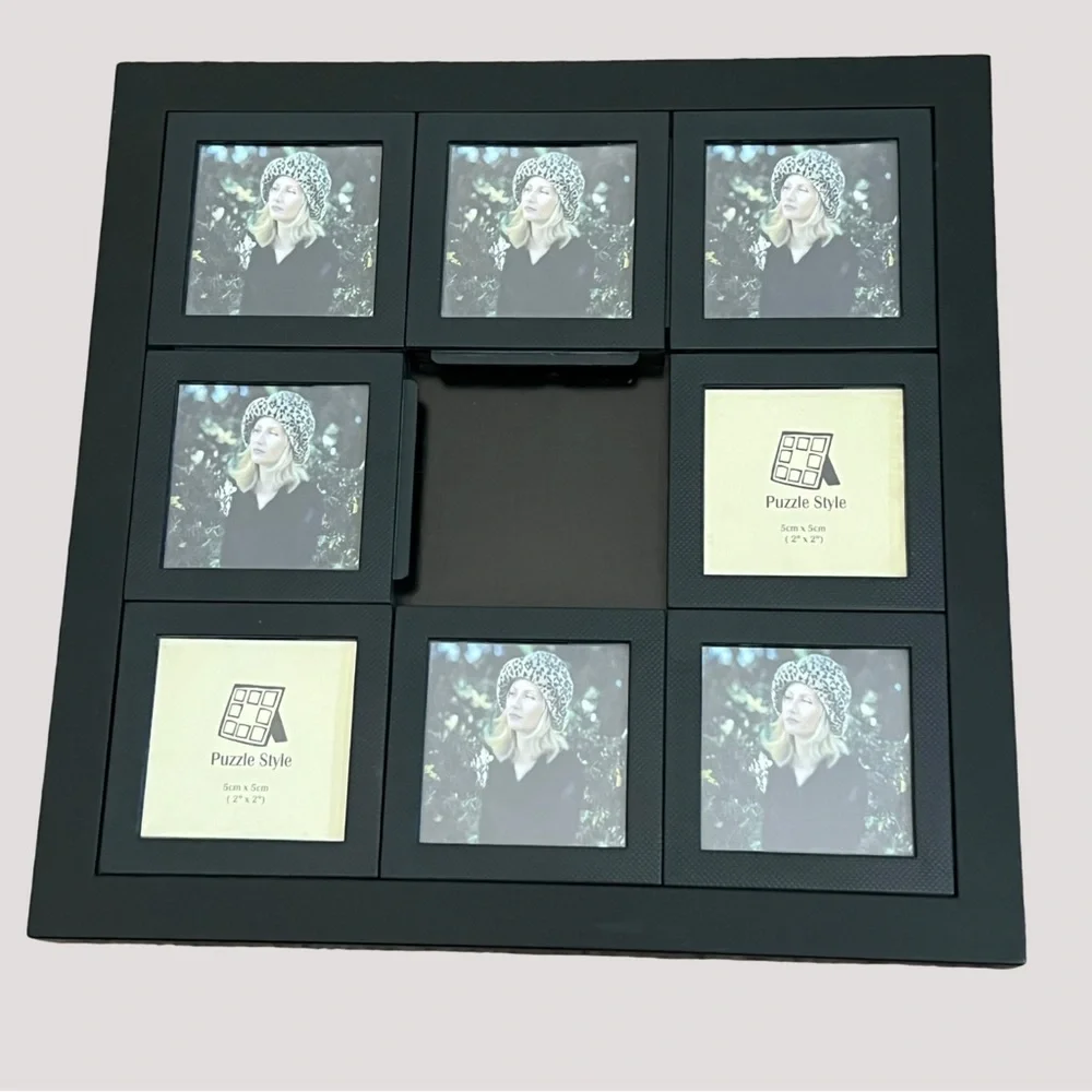 Black Multi-Photo Puzzle Table Frame fits 8 2x2 Photos